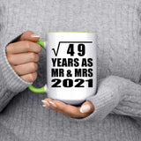 7th Anniversary Square Root of 49 Years As Mr & Mrs 2021 - 15oz Accent Mug Green