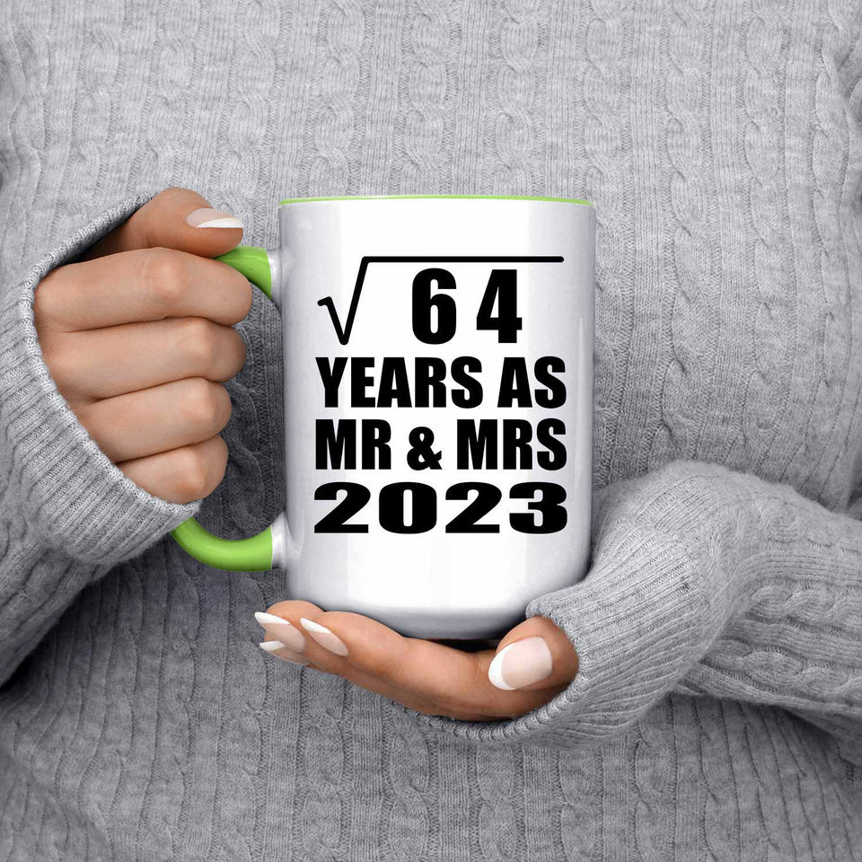8th Anniversary Square Root of 64 Years As Mr & Mrs 2023 - 15oz Accent Mug Green