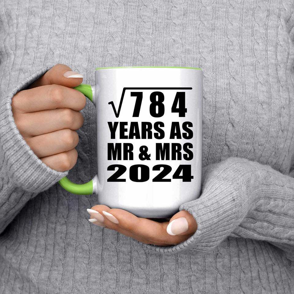 28th Anniversary Square Root of 784 Years As Mr & Mrs 2024 - 15oz Accent Mug Green