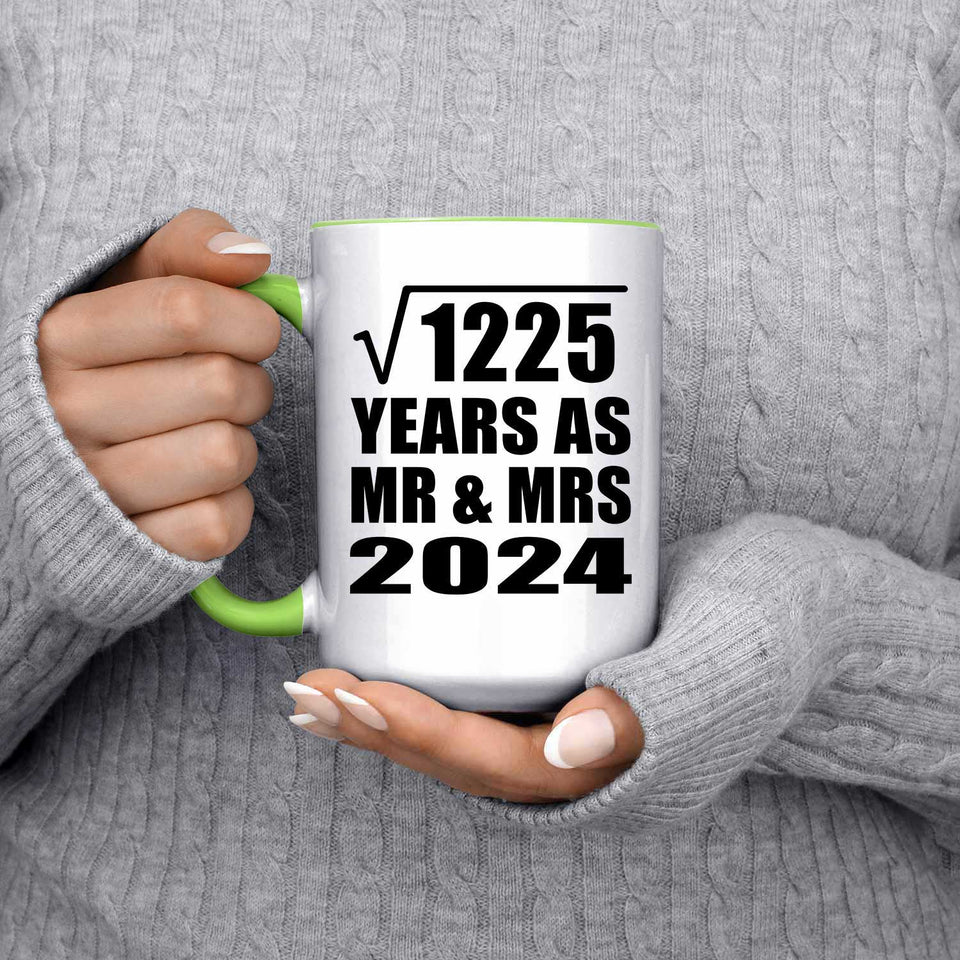 35th Anniversary Square Root of 1225 Years As Mr & Mrs 2024 - 15oz Accent Mug Green