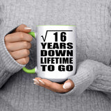 4th Anniversary Square Root of 16 Years Lifetime To Go - 15oz Accent Mug Green