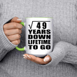 7th Anniversary Square Root of 49 Years Lifetime To Go - 15oz Accent Mug Green