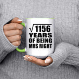 34th Anniversary Square Root of 1156 Years of Being Mrs Right - 15oz Accent Mug Green