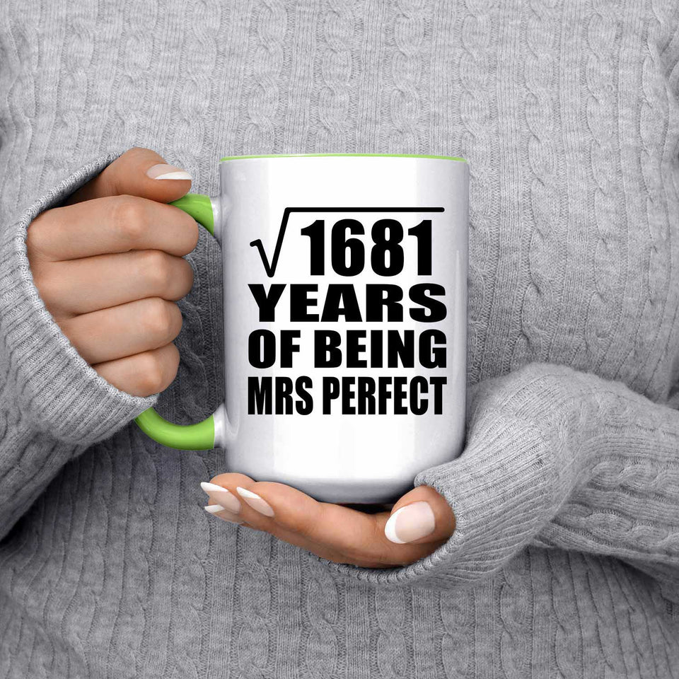 41st Anniversary Square Root of 1681 Years of Mrs Perfect - 15oz Accent Mug Green