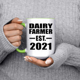 Dairy Farmer Established EST. 2021 - 15oz Accent Mug Green
