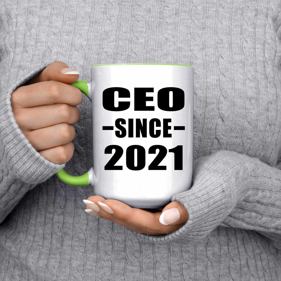 CEO Since 2021 - 15oz Accent Mug Green