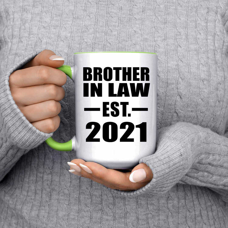 Brother In Law Established EST. 2021 - 15oz Accent Mug Green