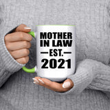 Mother In Law Established EST. 2021 - 15oz Accent Mug Green