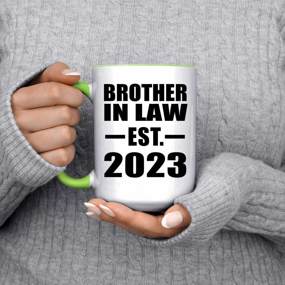Brother In Law Established EST. 2023 - 15oz Accent Mug Green