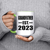 Grandfather Established EST. 2023 - 15oz Accent Mug Green