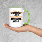 Children Are Rainbow Of Life, Grandchildren Are Pot Of Gold - 15oz Accent Mug Green