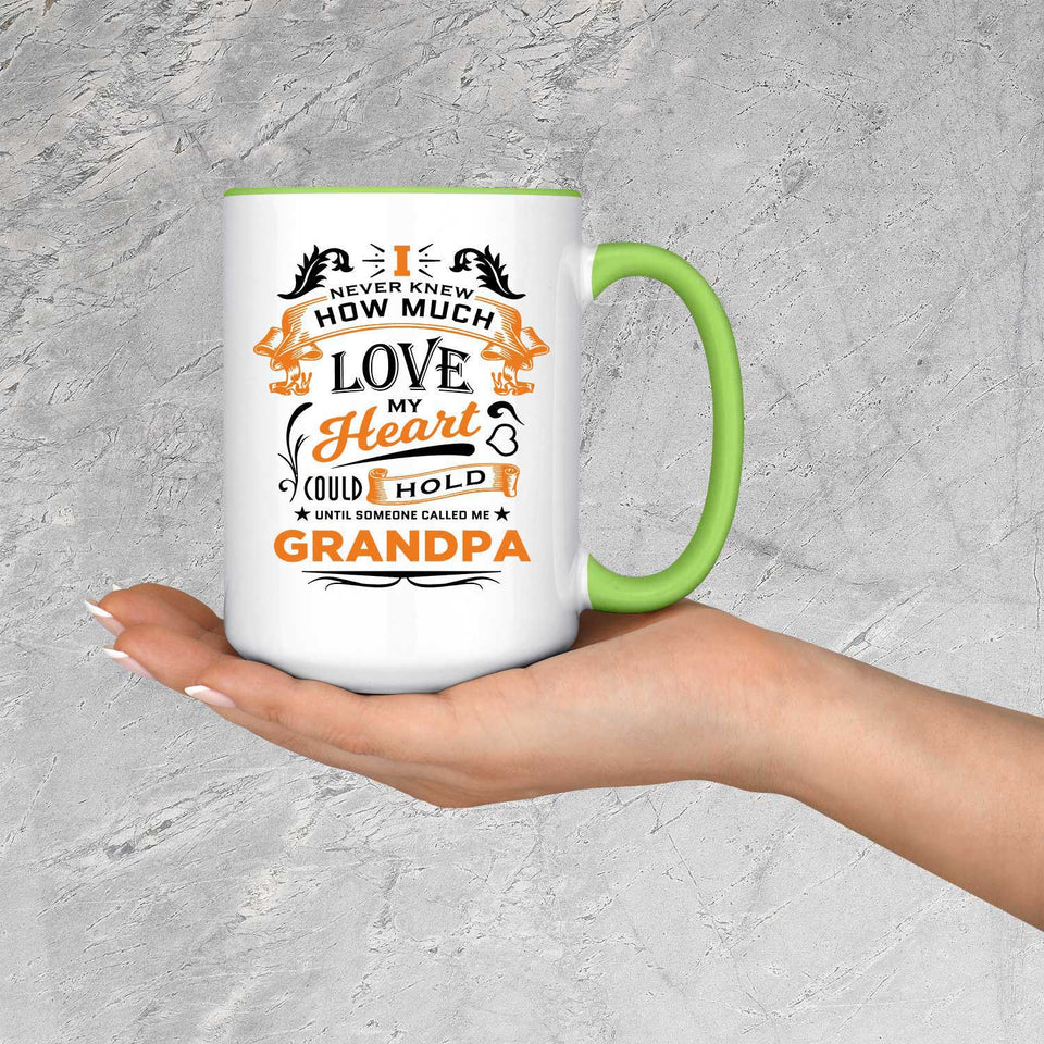 How Much Love Could Hold Until Called Me Grandpa - 15oz Accent Mug Green