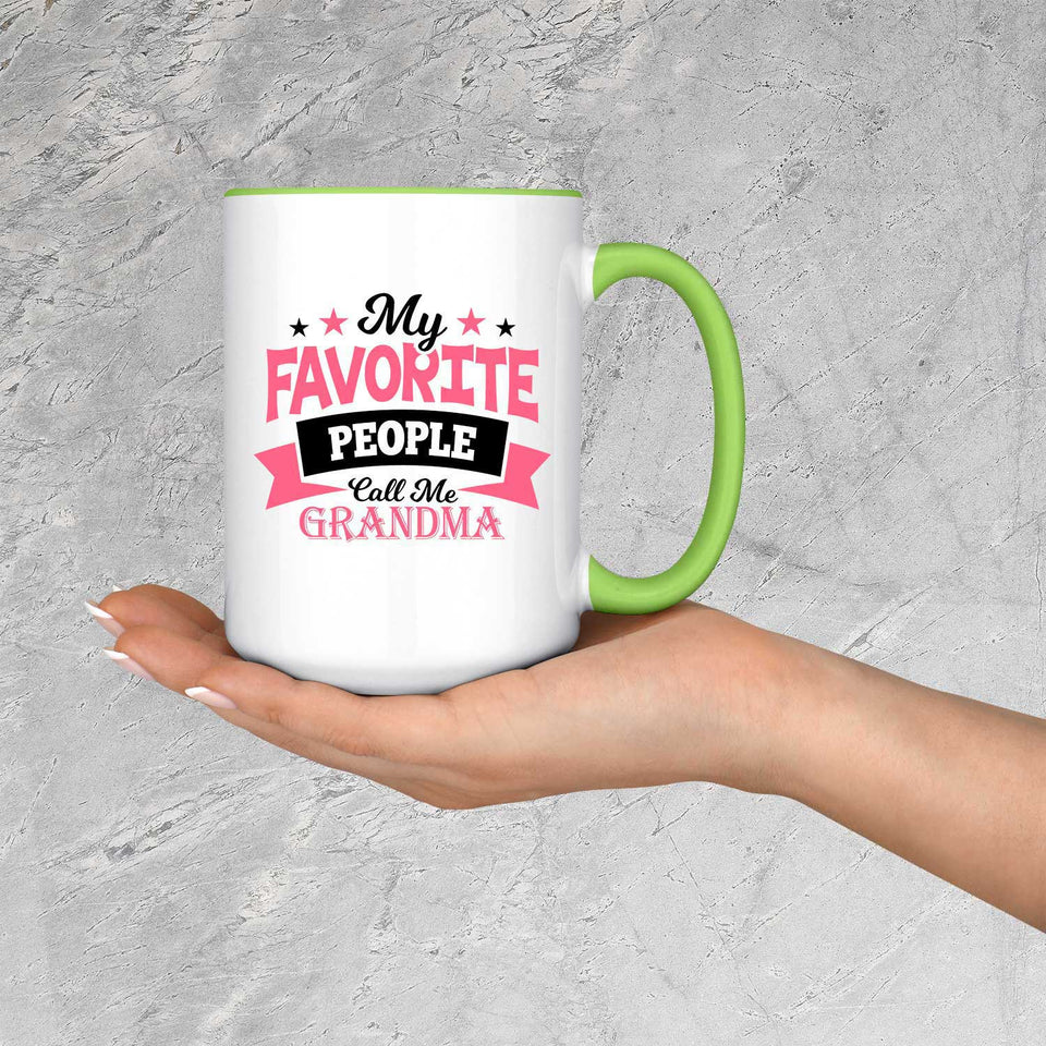 My Favorite People Call Me Grandma - 15oz Accent Mug Green