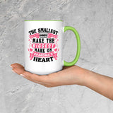 The Smallest Hands Make The Biggest Mark On Grandma's Heart - 15oz Accent Mug Green