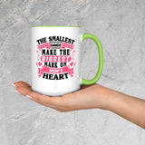 The Smallest Hands Make The Biggest Mark On Mom's Heart - 15oz Accent Mug Green