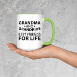 Grandma and Grandkids, Best Friends For Life - 15oz Accent Mug Green
