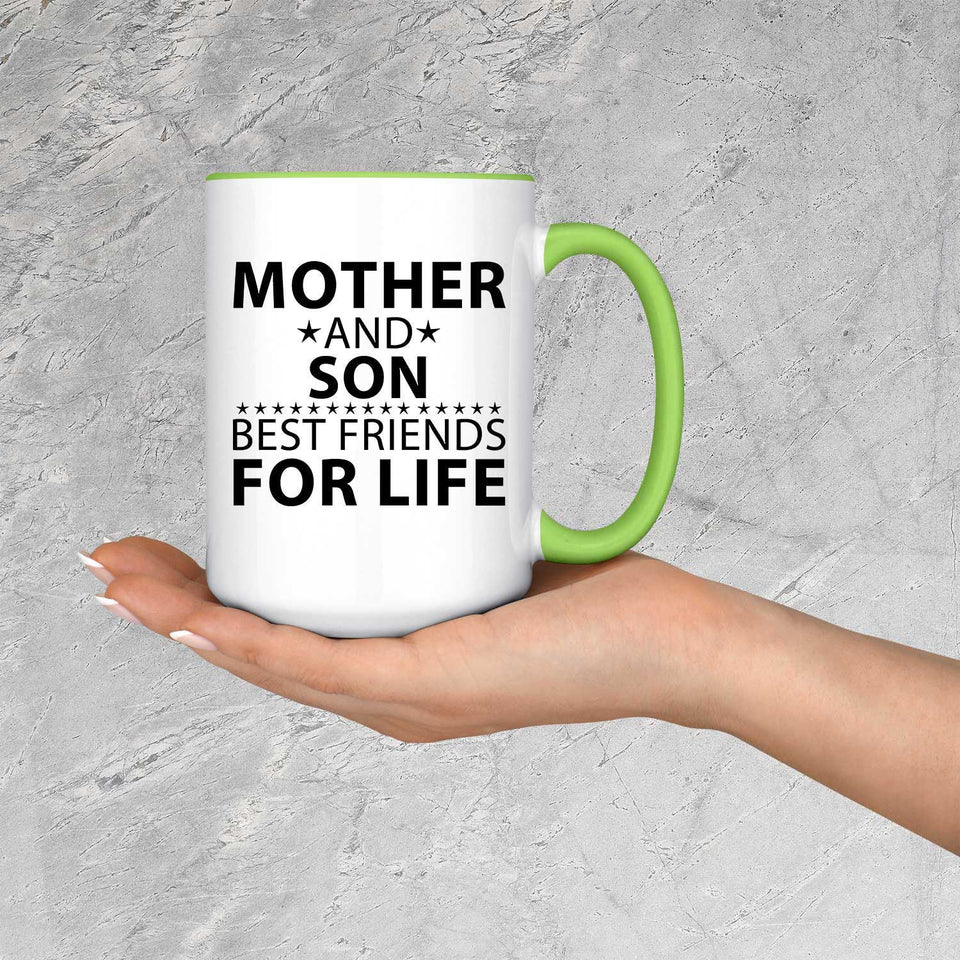 Mother and Son, Best Friends For Life - 15oz Accent Mug Green