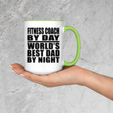 Fitness Coach By Day World's Best Dad By Night - 15oz Accent Mug Green
