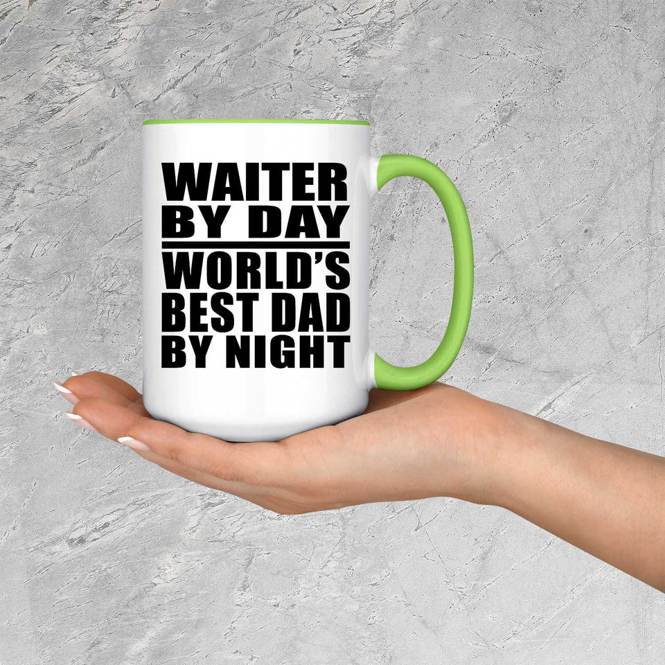 Waiter By Day World's Best Dad By Night - 15oz Accent Mug Green