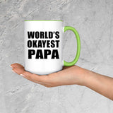 World's Okayest Papa (Grandpa) - 15oz Accent Mug Green