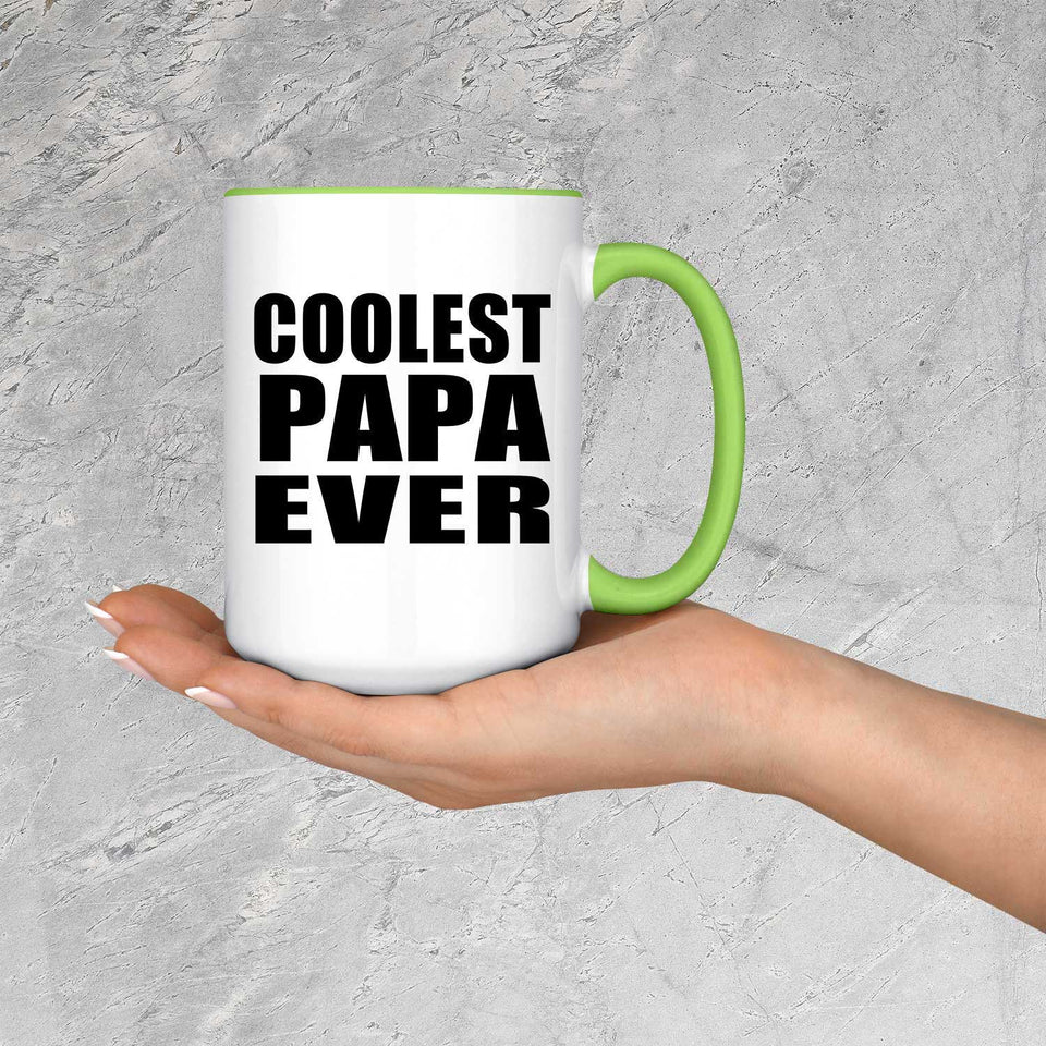 Coolest Papa (Grandpa) Ever - 15oz Accent Mug Green