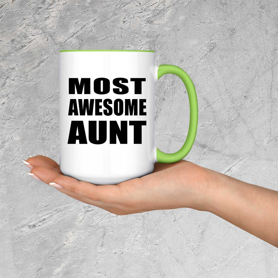 Most Awesome Aunt - 15oz Accent Mug Green