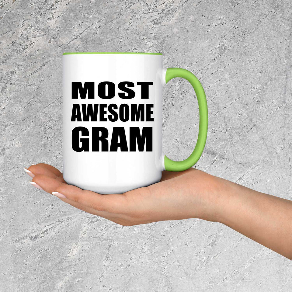 Most Awesome Gram - 15oz Accent Mug Green