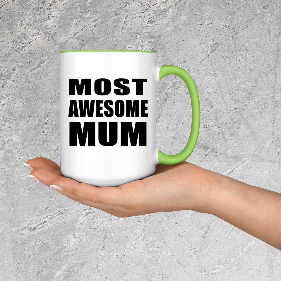 Most Awesome Mum - 15oz Accent Mug Green