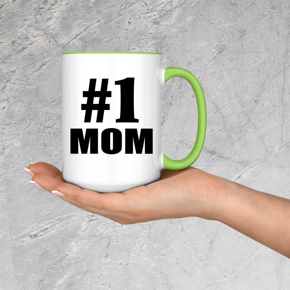 Number One #1 Mom - 15oz Accent Mug Green