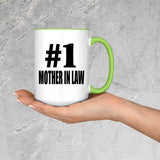 Number One #1 Mother In Law - 15oz Accent Mug Green