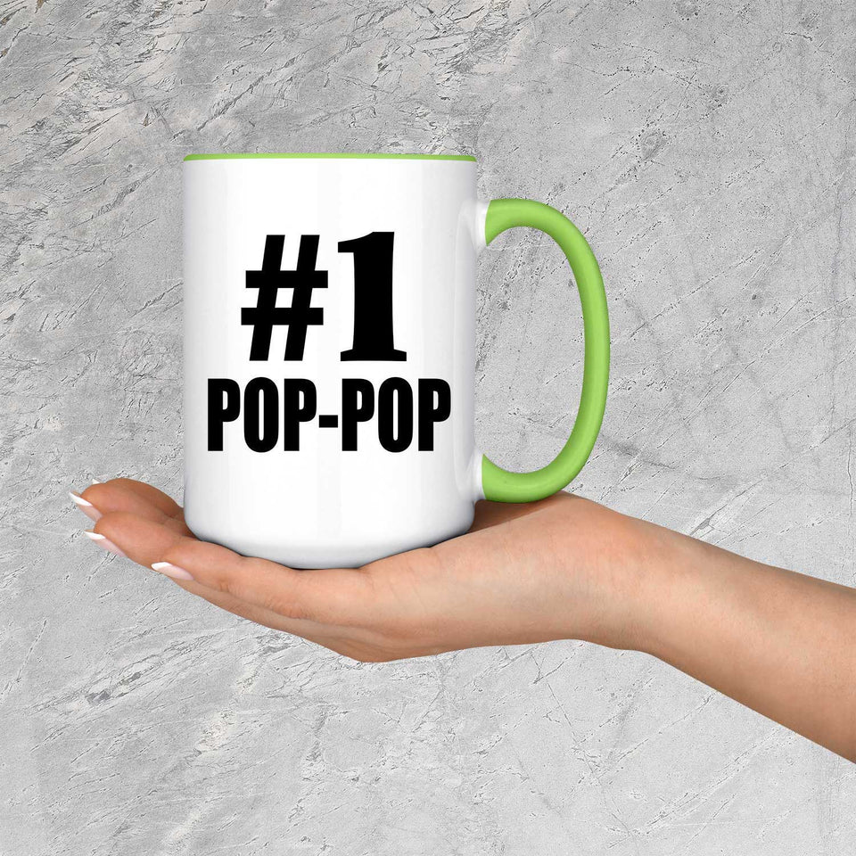 Number One #1 Pop-Pop - 15oz Accent Mug Green