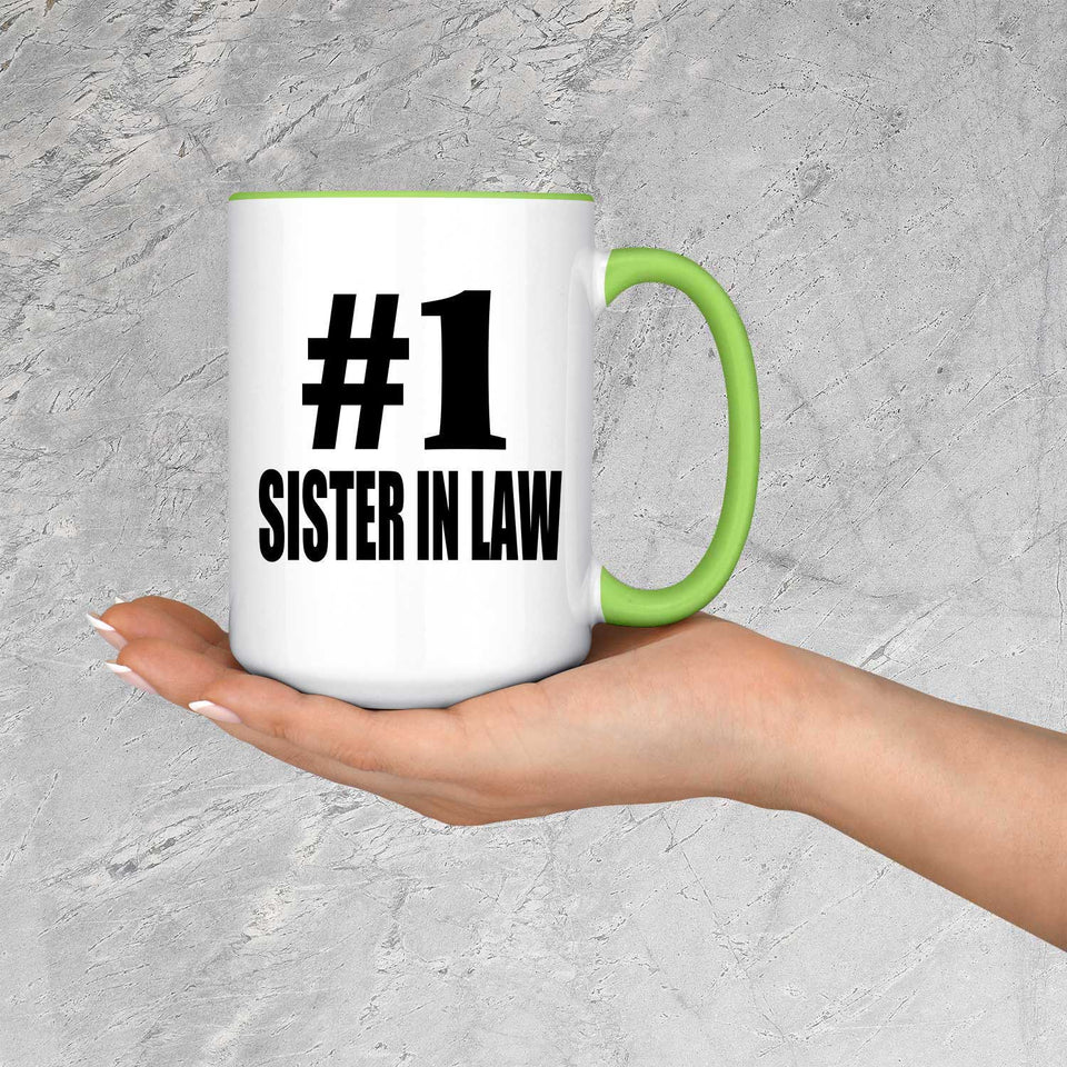 Number One #1 Sister In Law - 15oz Accent Mug Green