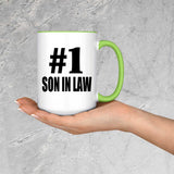 Number One #1 Son In Law - 15oz Accent Mug Green