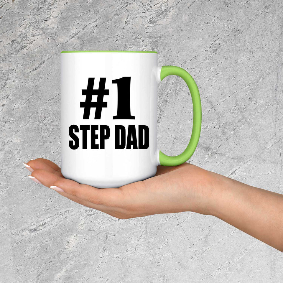 Number One #1 Step Dad - 15oz Accent Mug Green