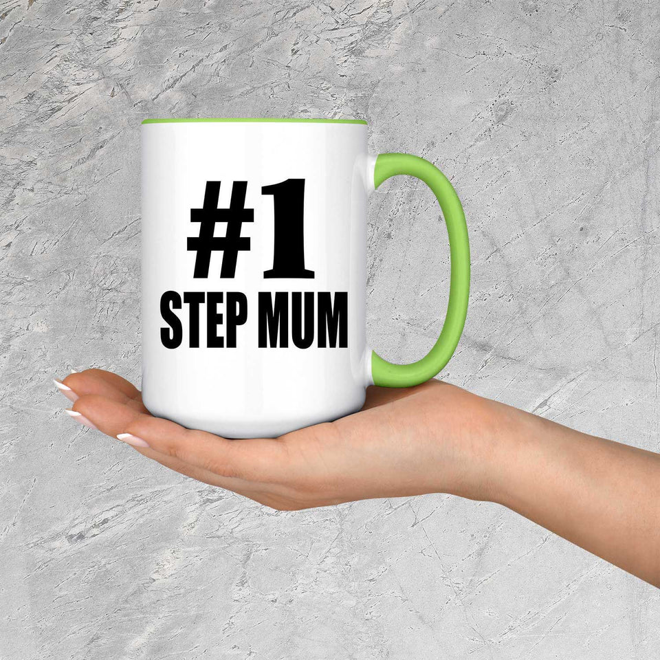 Number One #1 Step Mum - 15oz Accent Mug Green
