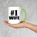 Number One #1 Wife - 15oz Accent Mug Green