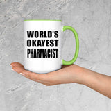 World's Okayest Pharmacist - 15oz Accent Mug Green