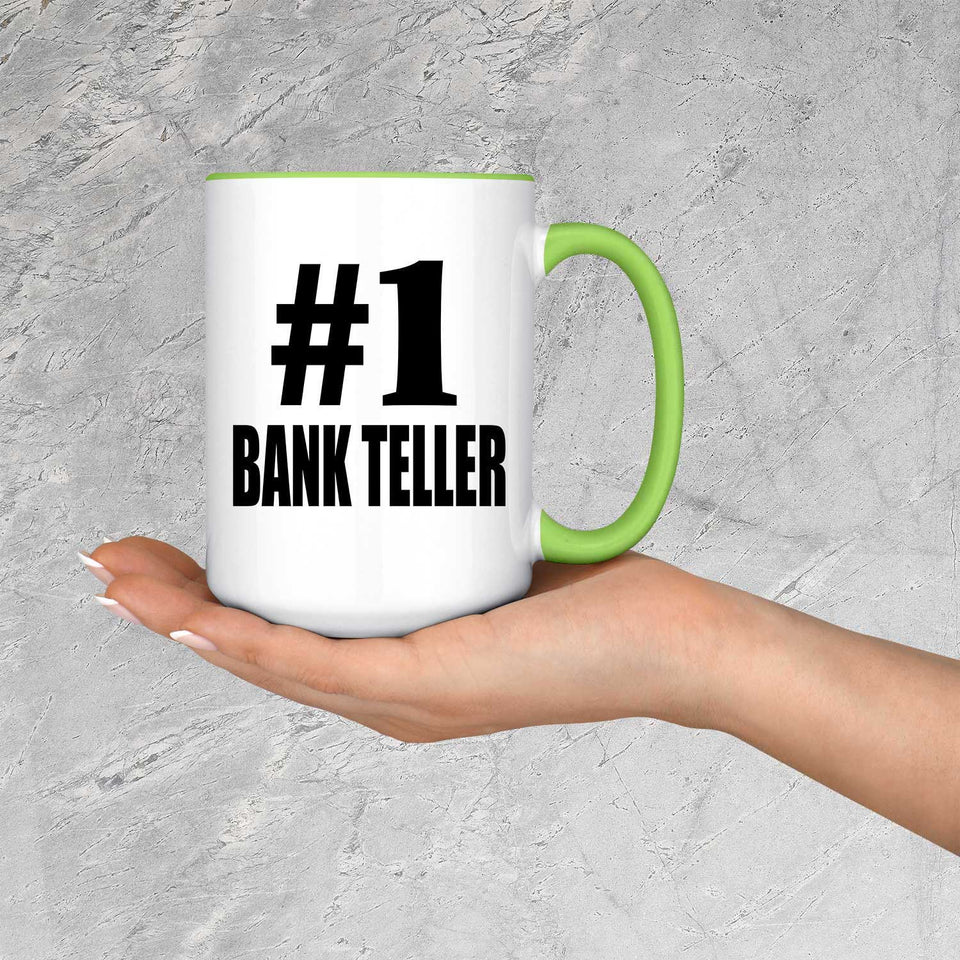 Number One #1 Bank Teller - 15oz Accent Mug Green