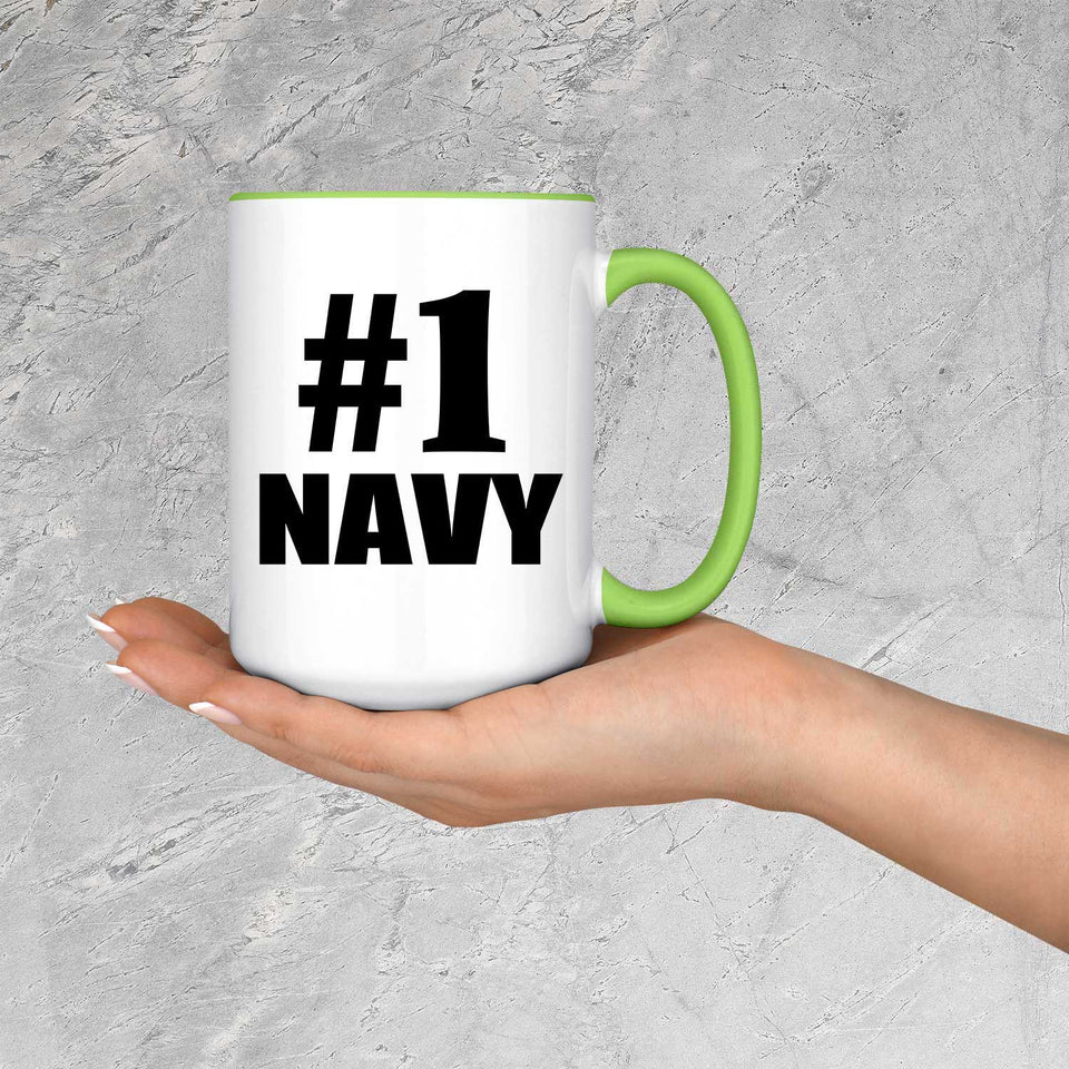 Number One #1 Navy - 15oz Accent Mug Green