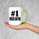 Number One #1 Video Editor - 15oz Accent Mug Green