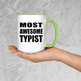 Most Awesome Typist - 15oz Accent Mug Green