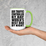 Air Traffic Controller By Day World's Best Dad By Night - 15oz Accent Mug Green