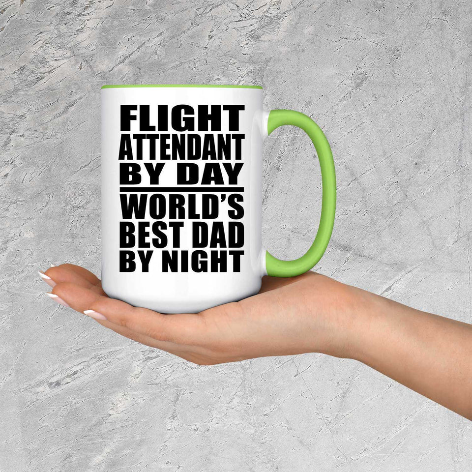 Flight Attendant By Day World's Best Dad By Night - 15oz Accent Mug Green