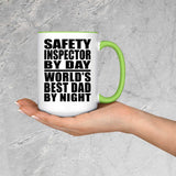 Safety Inspector By Day World's Best Dad By Night - 15oz Accent Mug Green