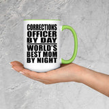 Corrections Officer By Day World's Best Mom By Night - 15oz Accent Mug Green