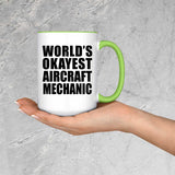 World's Okayest Aircraft Mechanic - 15oz Accent Mug Green