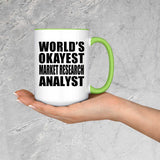 World's Okayest Market Research Analyst - 15oz Accent Mug Green