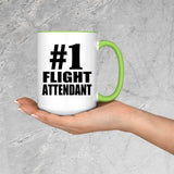 Number One #1 Flight Attendant - 15oz Accent Mug Green