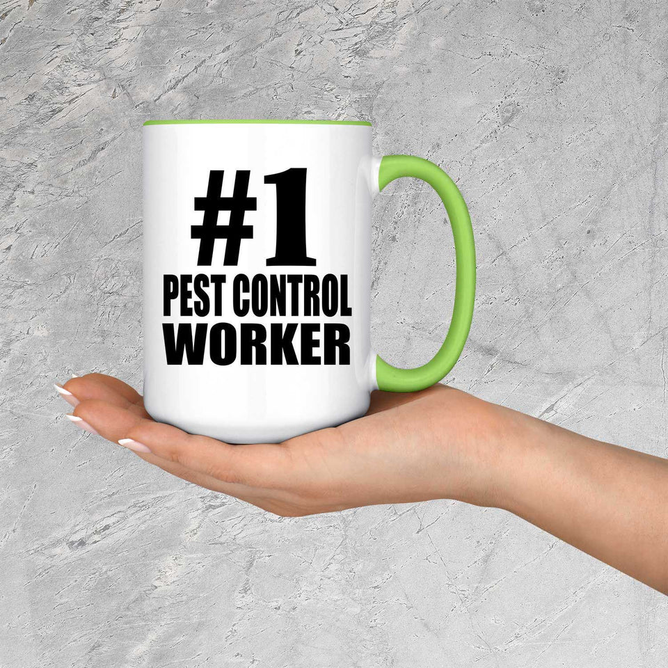Number One #1 Pest Control Worker - 15oz Accent Mug Green