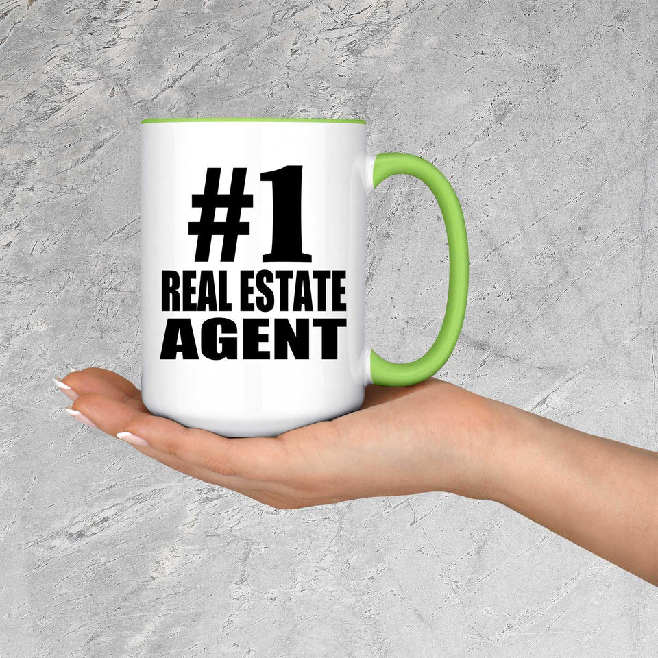 Number One #1 Real Estate Agent - 15oz Accent Mug Green